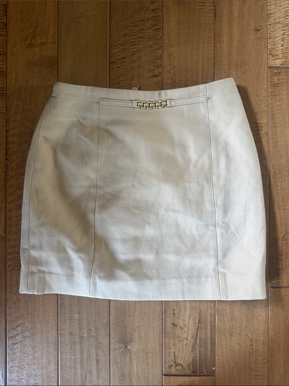H&M Cream Mini Skirt with Gold Chain Detail